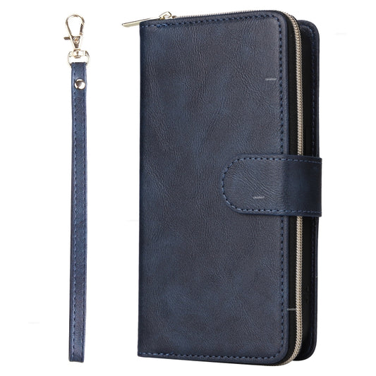 9 Card Slots Zipper Wallet Bag Leather Phone Case