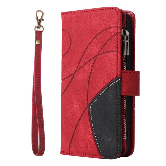 Dual-color 9 Card Slots Zipper Wallet Leather Phone Case