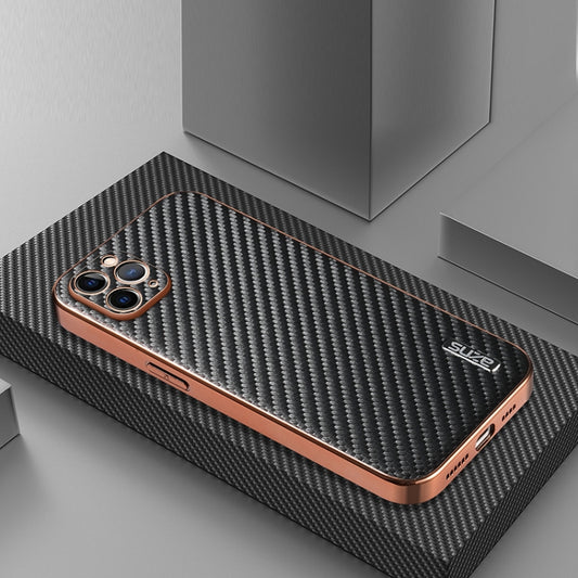 AZNS Electroplated Edge Carbon Fiber Texture Phone Case