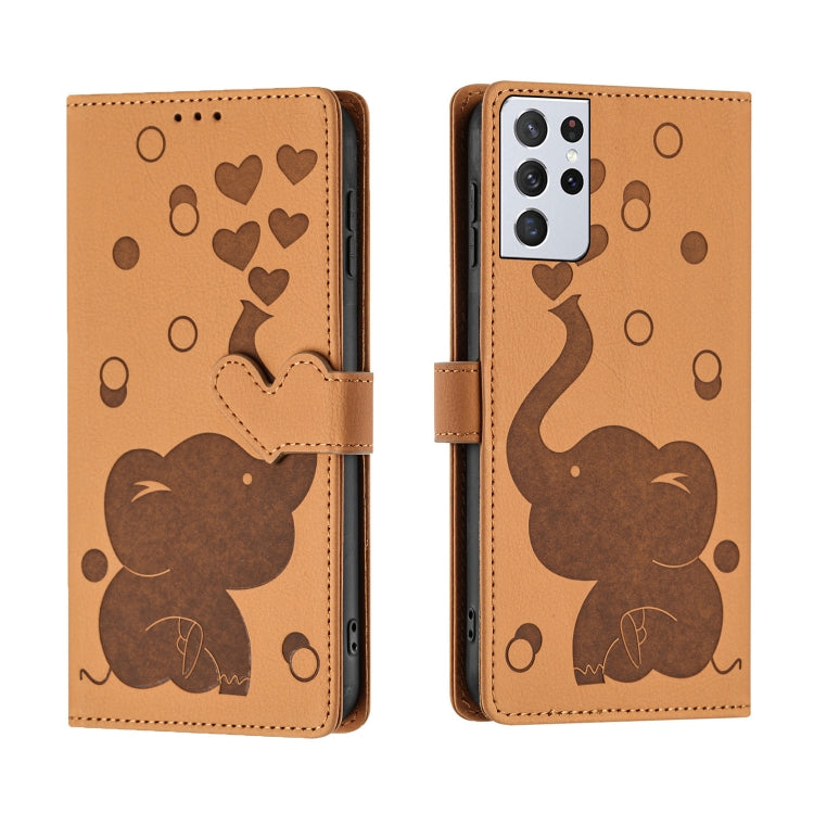 Cartoon Elephant Embossed Leather Phone Case