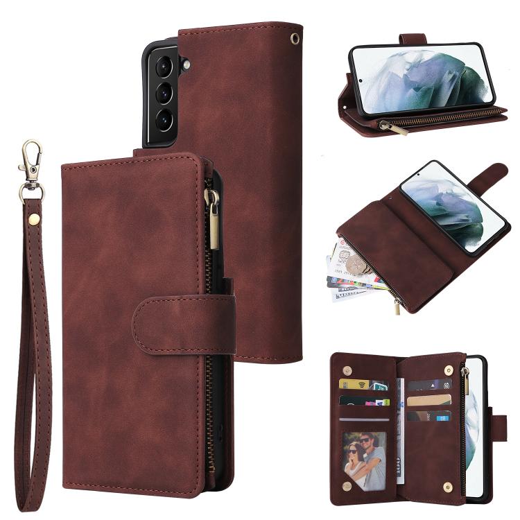 Multifunctional Frosted Zipper Wallet Leather Phone Case