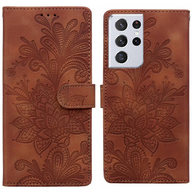 Lace Floral Embossed Magnetic Buckle PU Phone Case With Wrist Strap