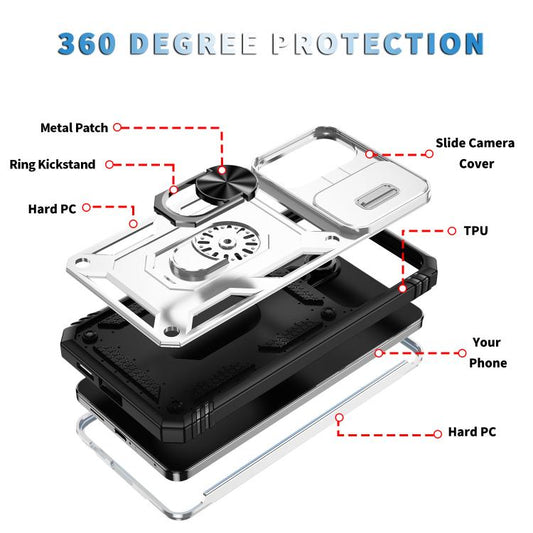 Sliding Camshield TPU Hybrid PC Phone Case with Holder