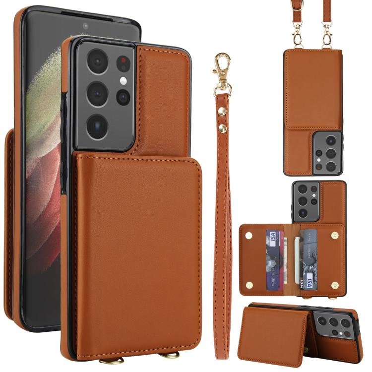 Crossbody Dual-buckle Wallet RFID Back Leather Phone Case