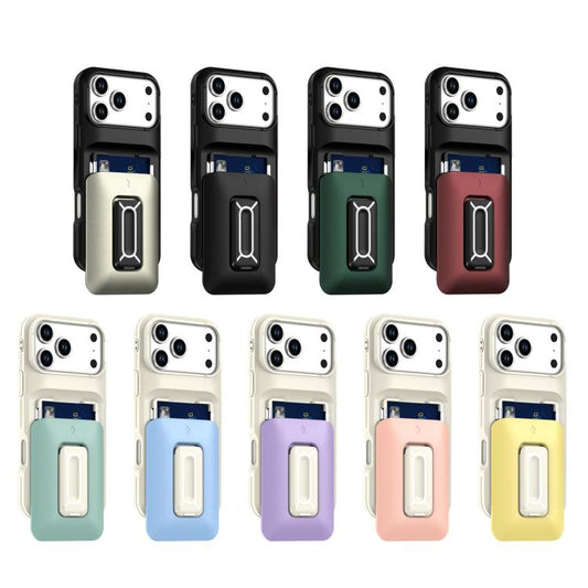 Sliding Card Holder Integrated Phone Case with Kickstand
