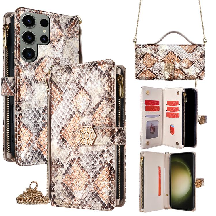 Crossbody Handle Snake Texture Leather Phone Case