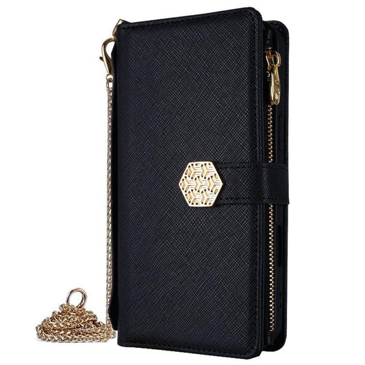 Crossbody Handle Cross Texture Leather Phone Case