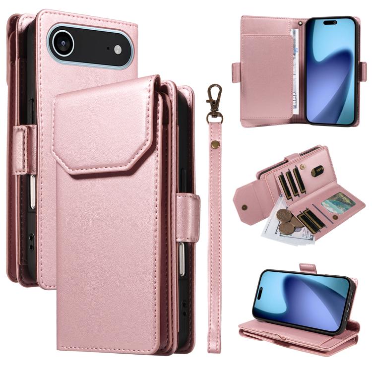 Multi Card Wallet Leather Phone Case with Strap
