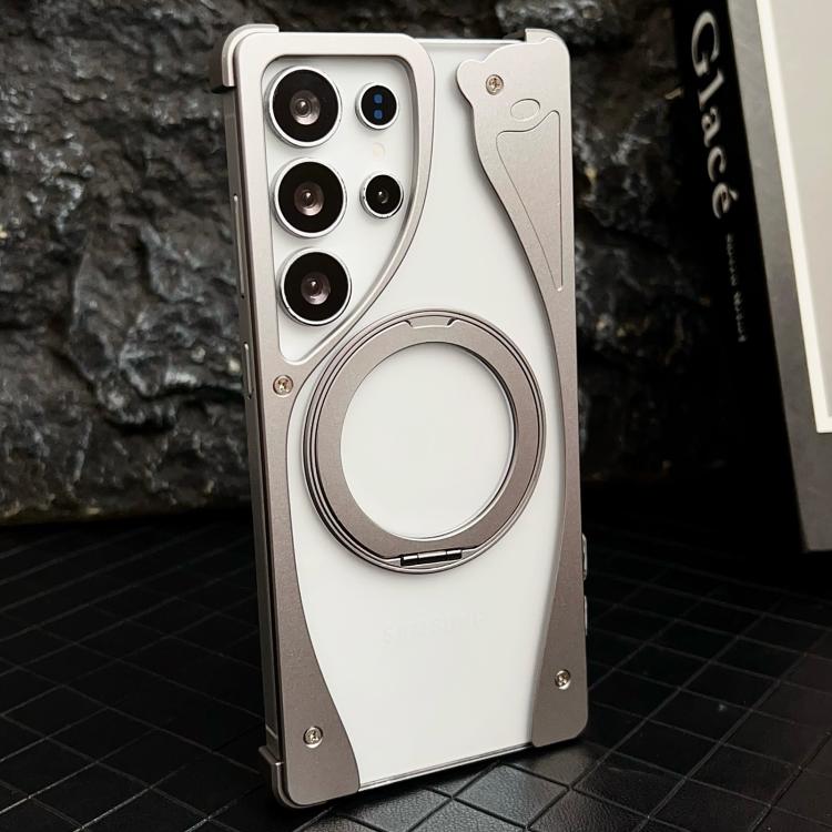 Metal Frameless 360 Degree Rotation Holder MagSafe Transparent Phone Case