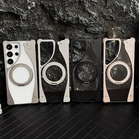 Metal Frameless 360 Degree Rotation Holder MagSafe Transparent Phone Case