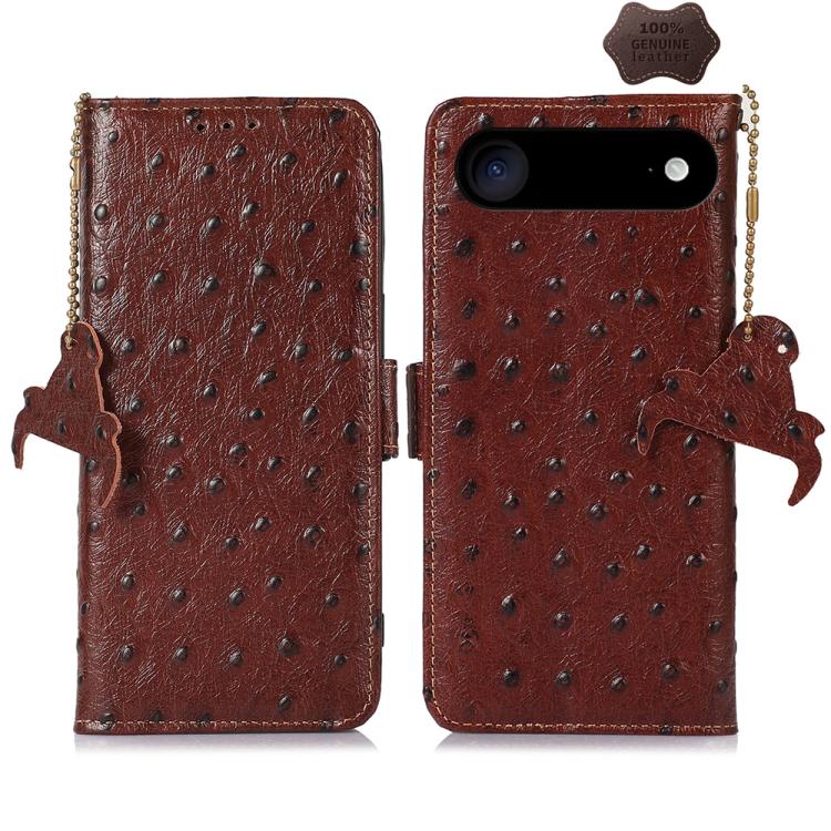 Ostrich Pattern Genuine Leather RFID Phone Case