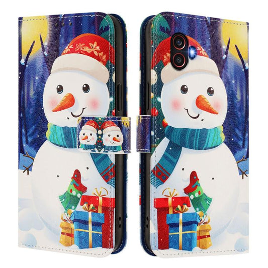 Christmas Series Buckle Leather Phone Case with Hand Strap
