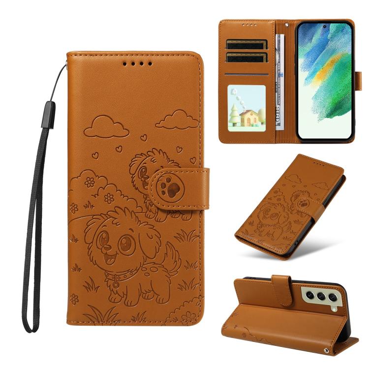 Embossed Heart Dog RFID Blocking Wallet Leather Phone Case