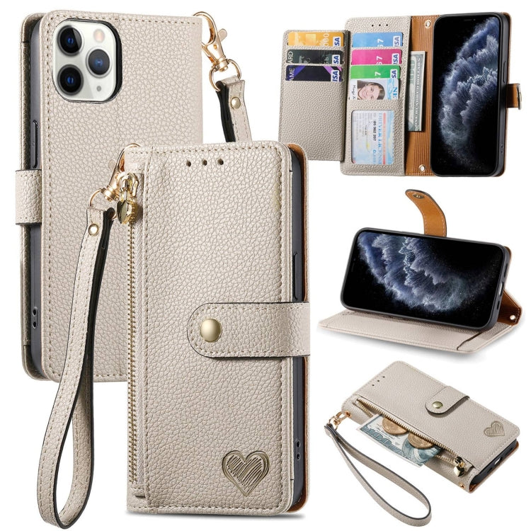 Love Zipper Lanyard Leather Phone Case