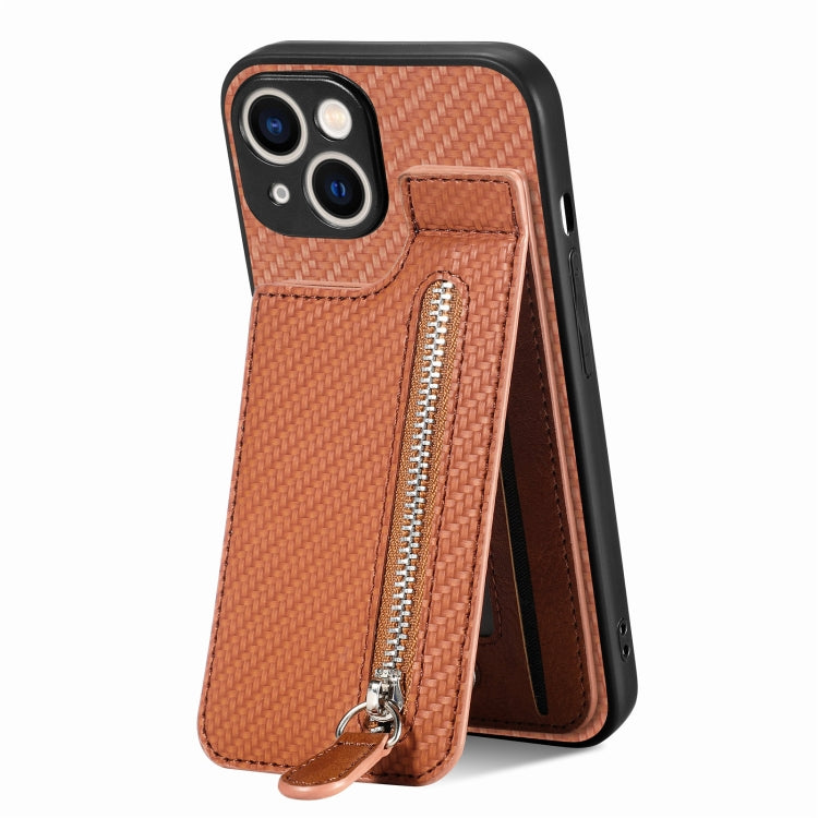 Carbon Fiber Vertical Flip Zipper Phone Case