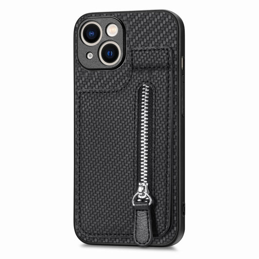 Carbon Fiber Vertical Flip Zipper Phone Case