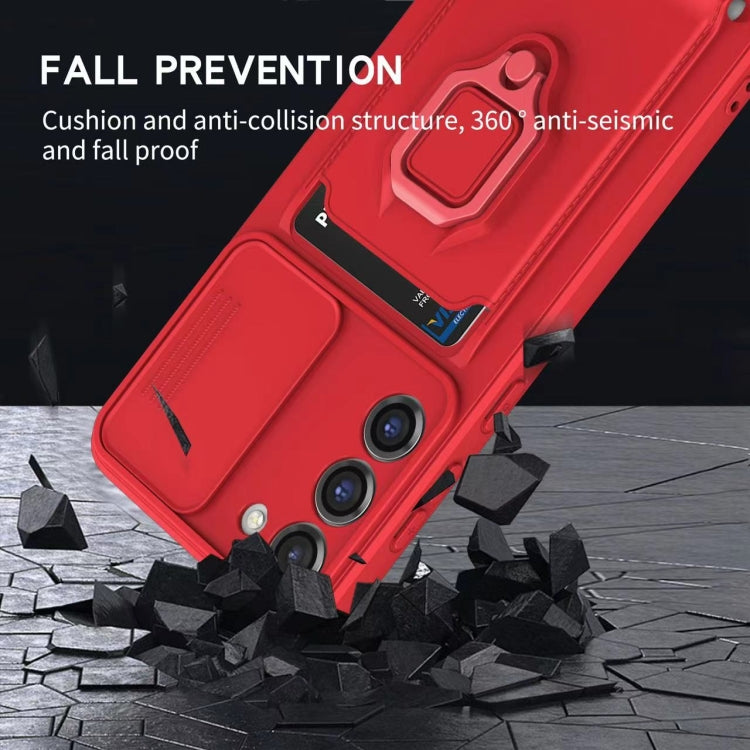 Sliding Camshield Magnetic Card Holder Silicone Phone Case