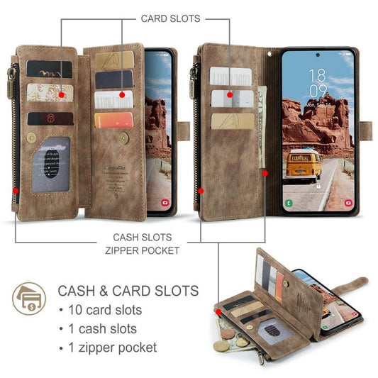 CaseMe C30 Card Slots Zipper Wallet Leather Phone Case