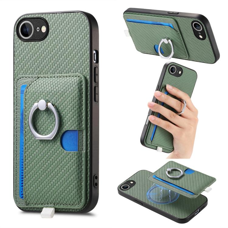 Carbon Fiber Ring Side Insert Card Bag MagSafe Phone Case