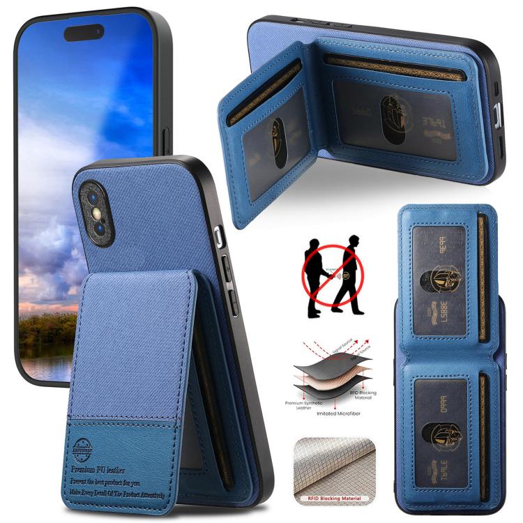 Twill Fabric Leather Vertical Flip RFID Card Bag Phone Case
