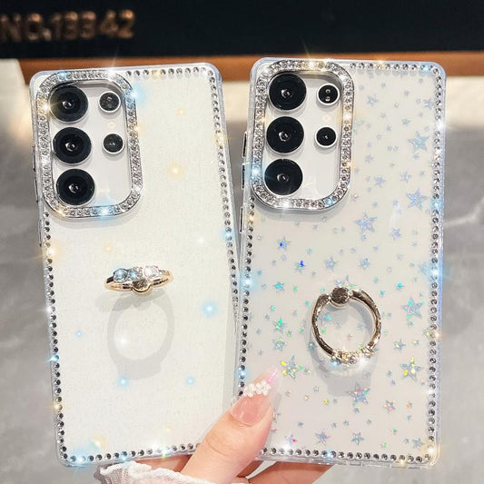 Rhinestone Glitter TPU Ring Holder Anti-fall Phone Case