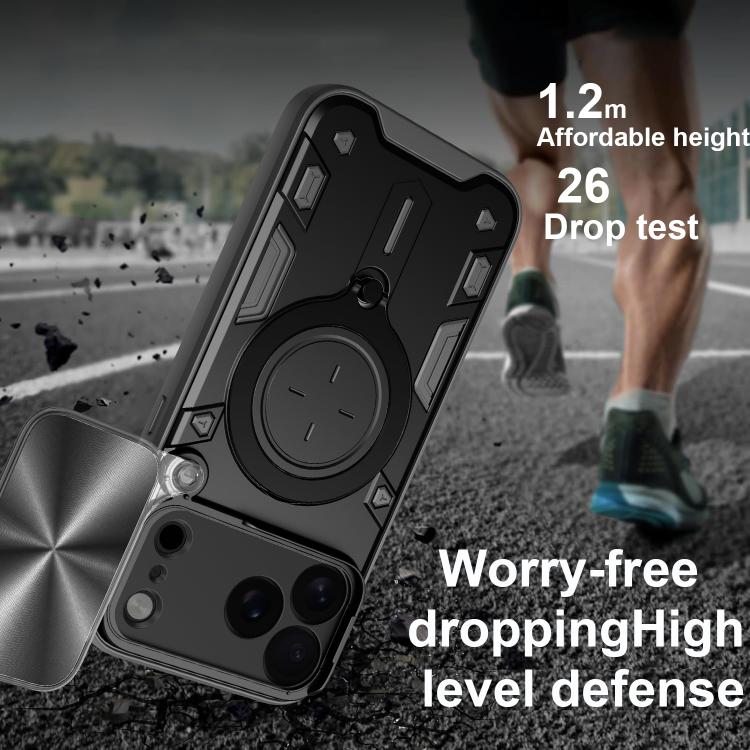 CD Texture Sliding Camshield Magnetic Holder Phone Case