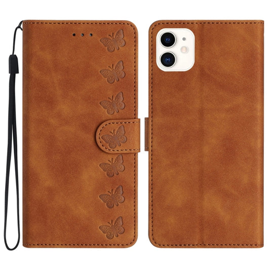 Seven Butterflies Embossed Leather Phone Case