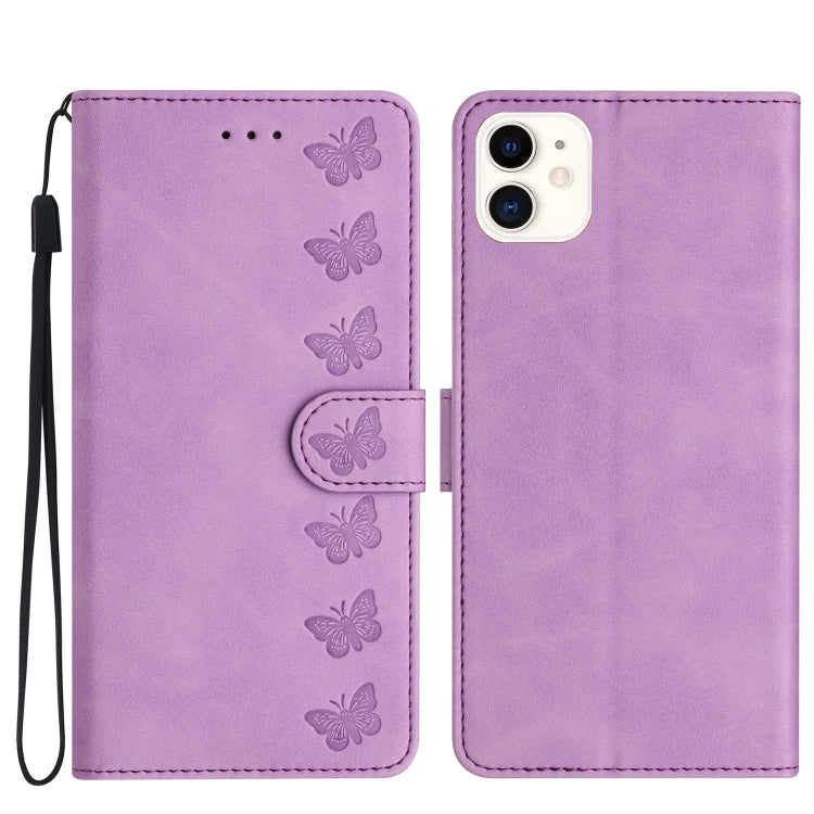 Seven Butterflies Embossed Leather Phone Case