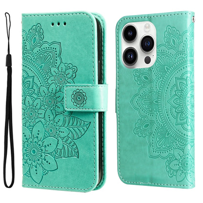 Seven-petal Flowers Embossing Leather Phone Case