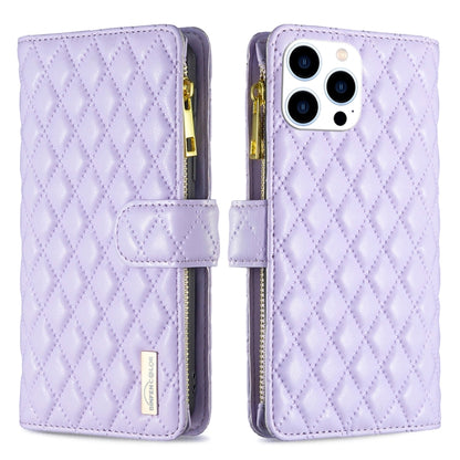 Diamond Lattice Zipper Wallet Leather Flip Phone Case