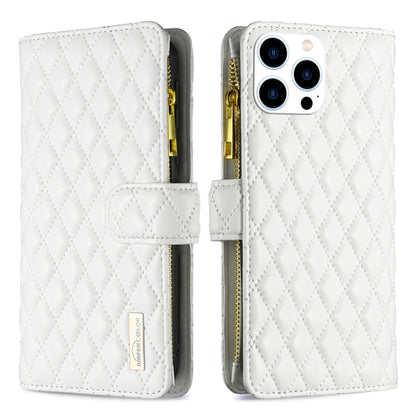 Diamond Lattice Zipper Wallet Leather Flip Phone Case