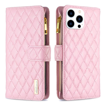 Diamond Lattice Zipper Wallet Leather Flip Phone Case