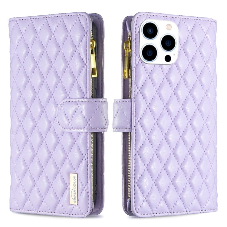 Diamond Lattice Zipper Wallet Leather Flip Phone Case