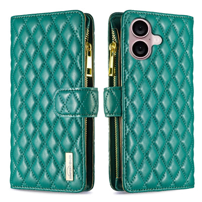 Diamond Lattice Zipper Wallet Leather Flip Phone Case