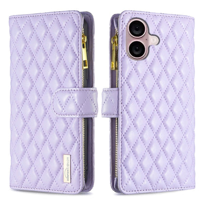 Diamond Lattice Zipper Wallet Leather Flip Phone Case