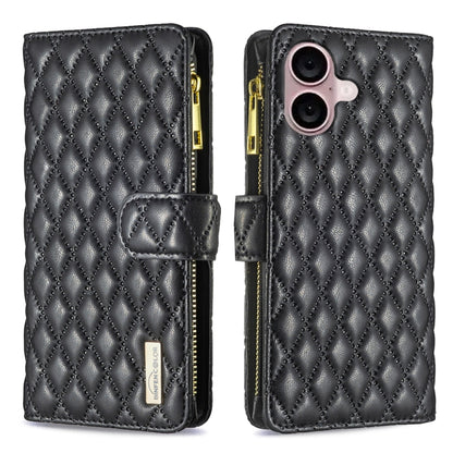 Diamond Lattice Zipper Wallet Leather Flip Phone Case