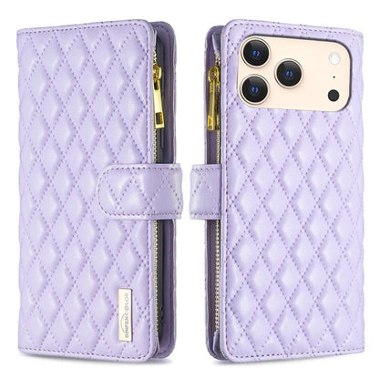 Diamond Lattice Zipper Wallet Leather Flip Phone Case