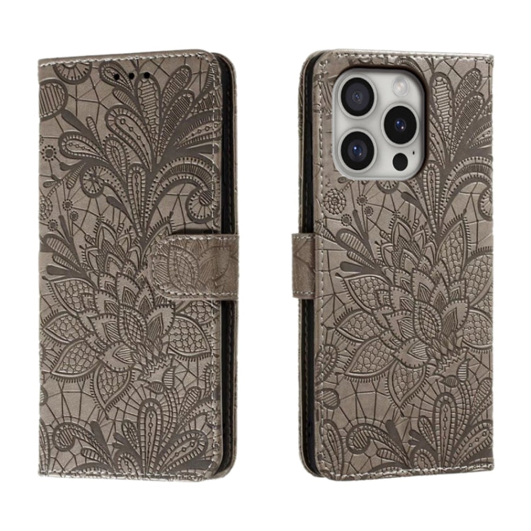 Lace Flower Embossing Flip Leather Phone Case