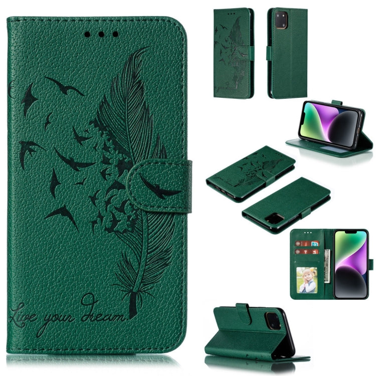 Feather Pattern Litchi Texture Leather Phone Case