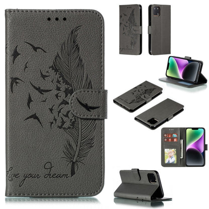 Feather Pattern Litchi Texture Leather Phone Case