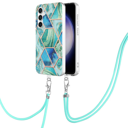 Electroplating IMD Splicing Dual-side Marble TPU Phone Case with Lanyard