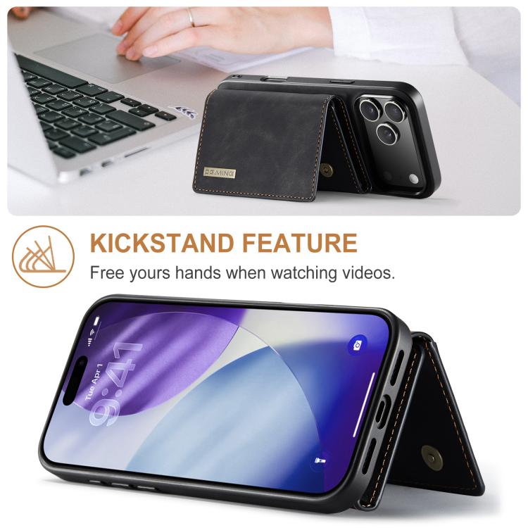DG.MING M1 Series 3-Fold Multi Card Wallet Leather Phone Case