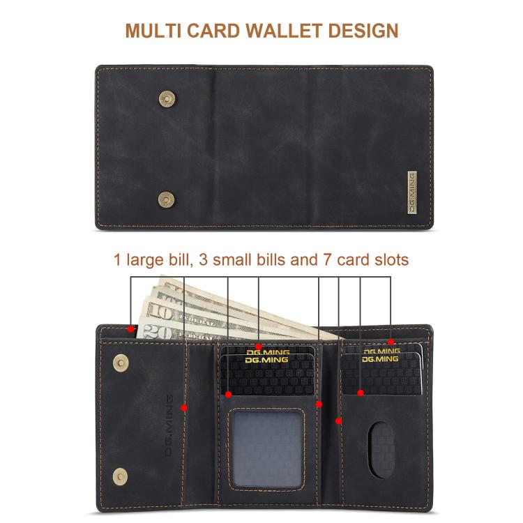 DG.MING M1 Series 3-Fold Multi Card Wallet Leather Phone Case
