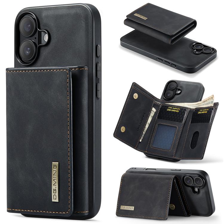DG.MING M1 Series 3-Fold Multi Card Wallet Leather Phone Case
