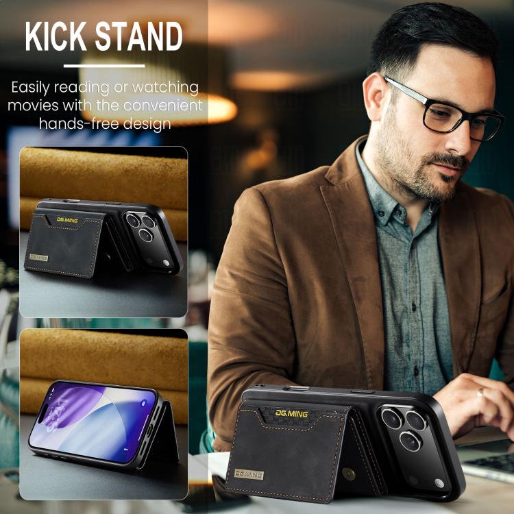 DG.MING M2 Series 3-Fold Card Bag Wallet Leather Phone Case