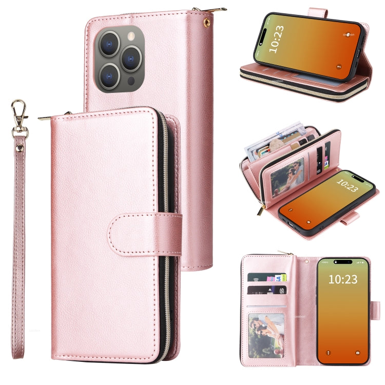 9 Card Slots Zipper Wallet Bag Leather Phone Case