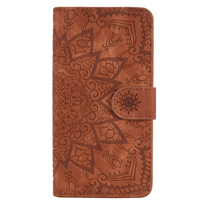 Mandala Embossed Dual-Fold Calf Leather Phone Case
