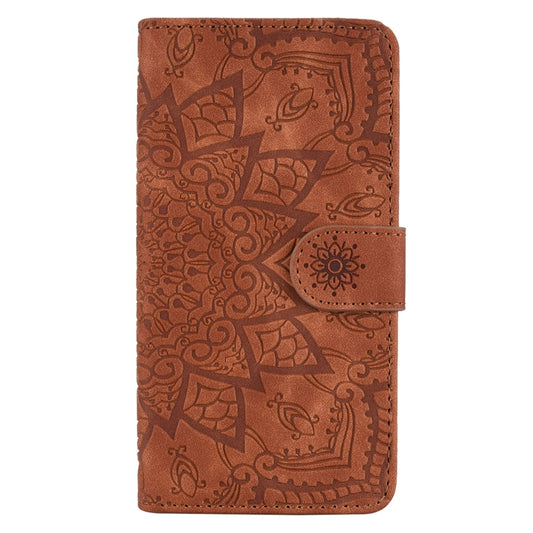 Mandala Embossed Dual-Fold Calf Leather Phone Case