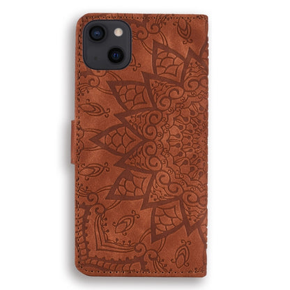 Mandala Embossed Dual-Fold Calf Leather Phone Case