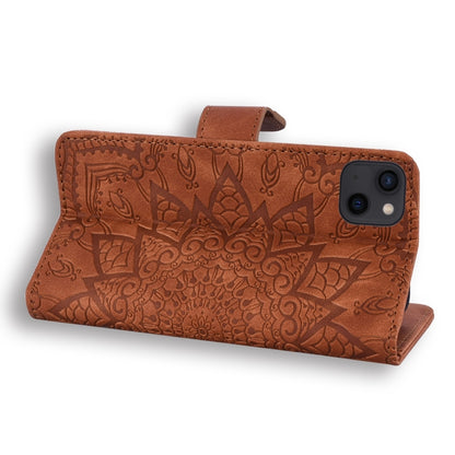 Mandala Embossed Dual-Fold Calf Leather Phone Case